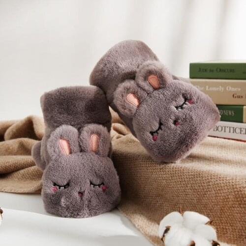 Winter Fingerless Gloves Women Cute Cartoon Plush Emo Accessories Goth Lolita Cat Paw Gloves Mittens перчатки без пальцев