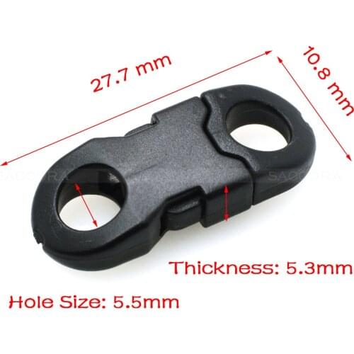 Plastic Straight Flat Side Release Buckles Paracord Necklace Lanyard Safety Breakaway Buckle For Mobile Phone Strap Lariat Black