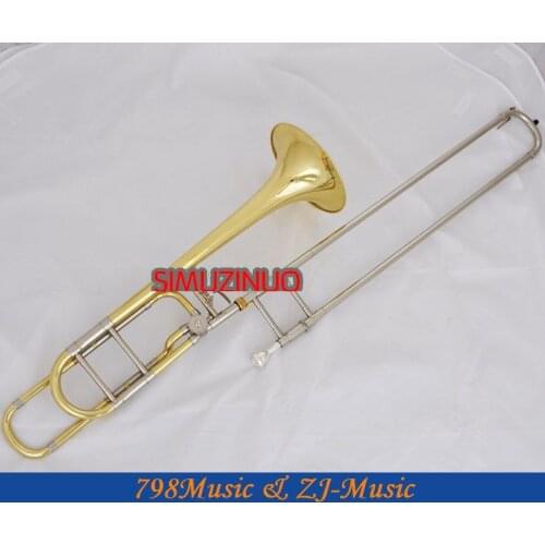 Prof. New Gold Tenor Trombone Cupronickel Tuning Side Bb/F Keys horn With Case