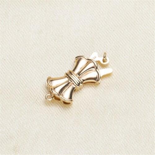 Real Solid G14K Yellow Gold DIY Buckle Necklace Chains Connection Clasps & Hooks Materials Handmade