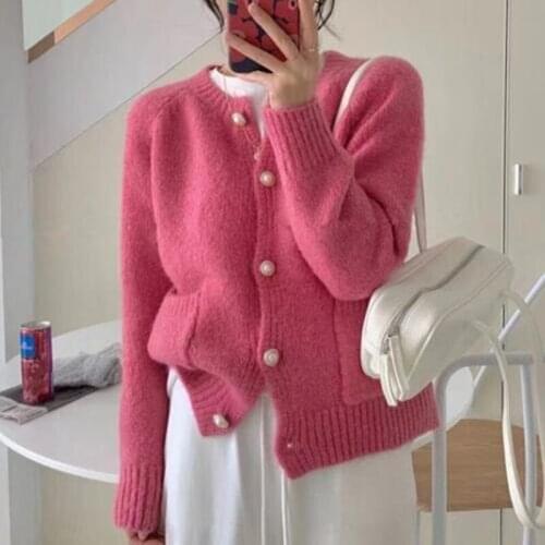 ZAWFL Women Sweaters Autumn Winter Long Sleeve Cardigan Solid Knitted Tops Loose Outerwear Spring O-neck Oversized Cardigan 2021