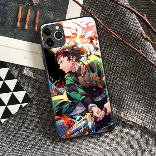Tanjiro Kamado Kimetsu No Yaiba Anime Soft Silicon Glass Phone Case for IPhone SE 6s 7 8 Plus X Xr Xs 11 12 Mini Pro Max Samsung