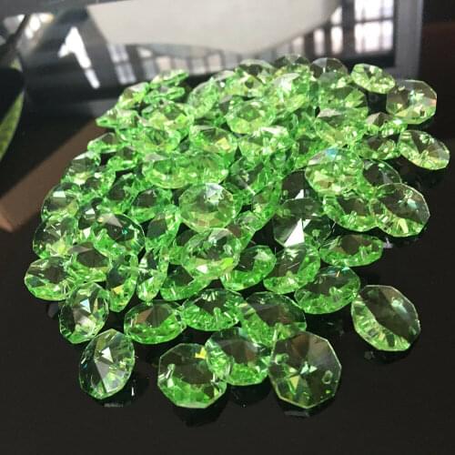 10PC Green Octagonal Bead Crystal Prism Chandelier Curtain Decor Suncatcher DIY Earring Jewelry Wedding Hotel Ceiling Accessory