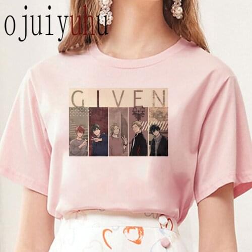 Give Graphic Print T-shirt 2021 Summer Y2k Tshirt Women Yaoi Harajuku Aesthetic Pink Tops Japanese Anime Style T Shirt Female