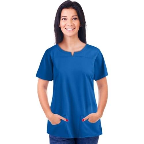 Women Short Sleeve V-Neck Pocket Care Workers T-Shirt 2021 Hospital Oversized Nurse Uniform Scrub Tops de enfermera mujer A50