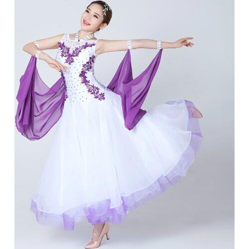 Female International Standard Ballroom Dance Skirt Women Slim Waltz Tango Dance Dress White Black Modern Dance Dress Flamenco 18