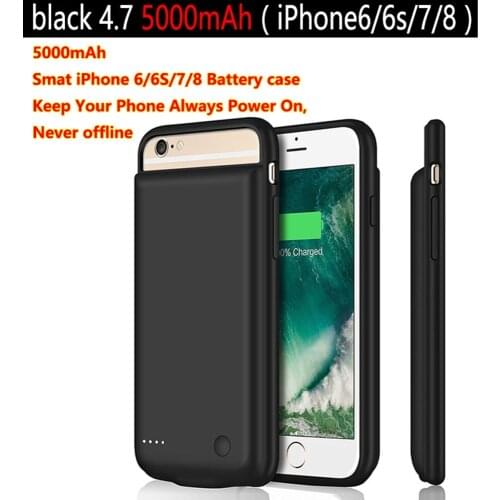 1pc 5000mAh Charger Case for iPhone6/6s/7/8 Charging Case for iPhone6/6s/7/8 Power Bank Case Battery Charging Pack Backup