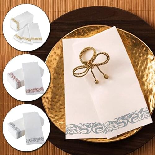 10pcs/Set Disposable Paper Napkin Western Food Golden Silver Dust-Free Absorbent Paper Hand Towels Decor Bathroom Hand Napkin