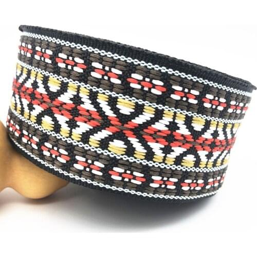 10Yards 45mm 2" Hat Curtain Accessory Woven Ribbon Geometric Jacquard Wide Ribbon Sewing Craft Decoration Packaging Materials