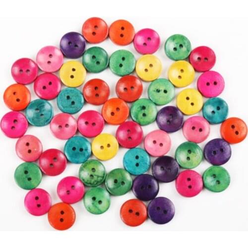 30Pcs Round Wooden decorative Buttons Random Mixed 15mm Scrapbooking Craft Sewing Supplies