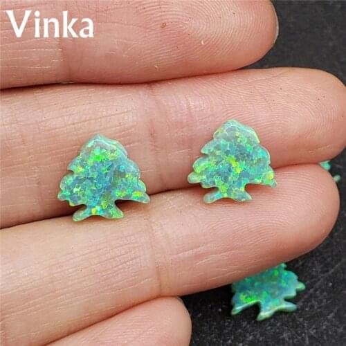 30pcs Wholesale good fire green tree Lebanon cedar tree with hole opal pendant