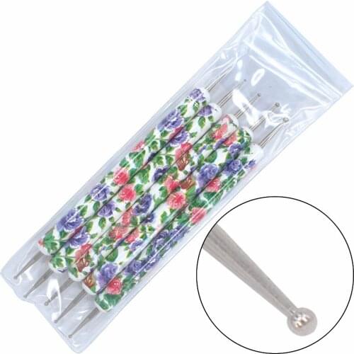 YZWLE 5Pcs/Pack New Fancy Dotting Pens 2-Ways Nail Design Set Nail Art Tools 17