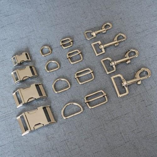 50 Sets 15mm 20mm 25mm32mm Strong Metal Carabiner Hardware Strap Adjuster Buckle D Ring Clip Hook For Pet Dog Collar Leads Clasp