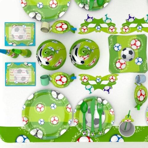 78pcs/lot Football Party Disposable Tableware for boys birthday party decorations football anniversaire Dinner set for 6 people