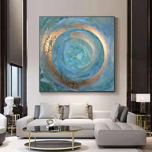 Abstract Painting Art Blue Oil Painting Scandinavian Style Posters and Prints Wall Art Pictures For Living Room Decor Cuadros