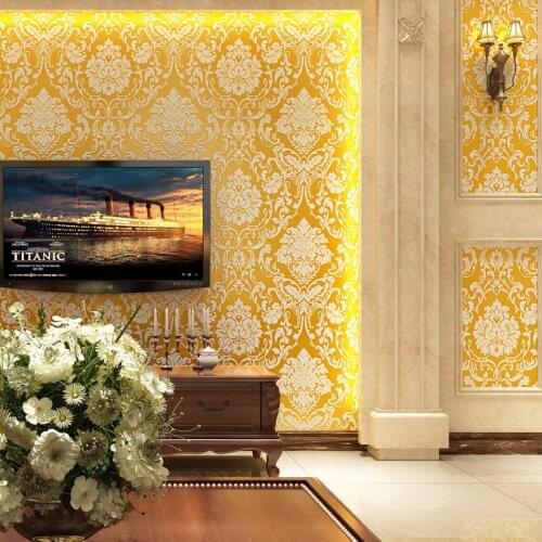 Beibehang Continental Damascus Nonwovens Flocking 3D Stereo Wallpaper Home Decorative TV Background Full House 3d Wallpaper roll