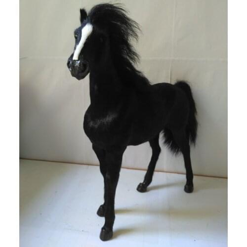 Big simulation black horse toy polyethylene&furs war horse model doll gift about 34x36cm 1979