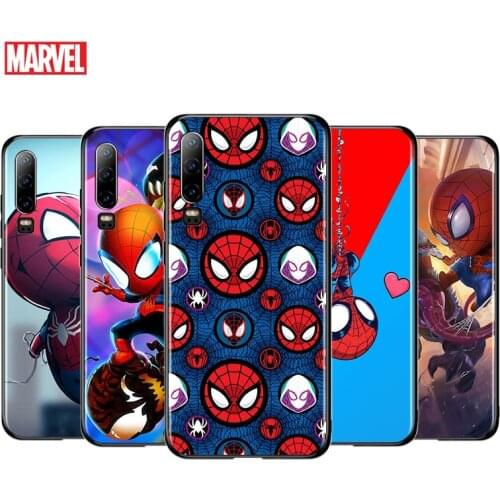 Marvel Cute Spiderman For Huawei P40 P30 P20 P10 P9 P8 Lite E mini Pro Plus 5G 2017 2019 Silicone Black Phone Case