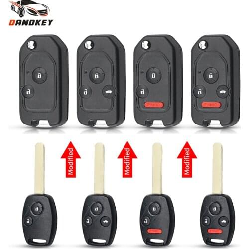Dandkey 2/3/4BTN Modified Filp Remote Key Shell Fob Case For Honda Fit CRV Civic Insight Ridgeline HRV Jazz ACCORD 2003-2013