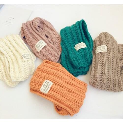 Korean Version of Childrens Scarf for Autumn and Winter New Solid Color Boys Girls Soft Baby Knitted Wool Warm Scarf Kids Scarf