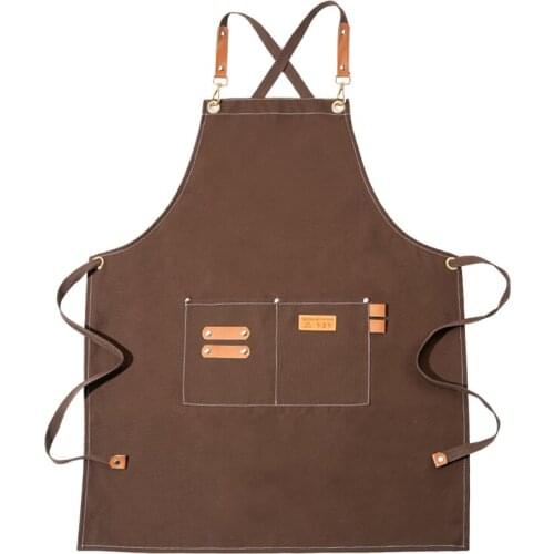 Net red canvas denim work apron custom logo printing fashion coffee restaurant milk tea shop florist men and women
