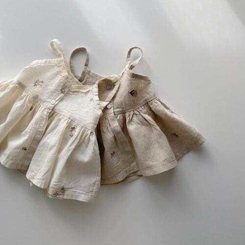 2020 Summer New Baby Floral Vest Sling Tops For Baby Toddler Girls Embroidery Girls Cotton T Shirt Lace T Shirt Tops