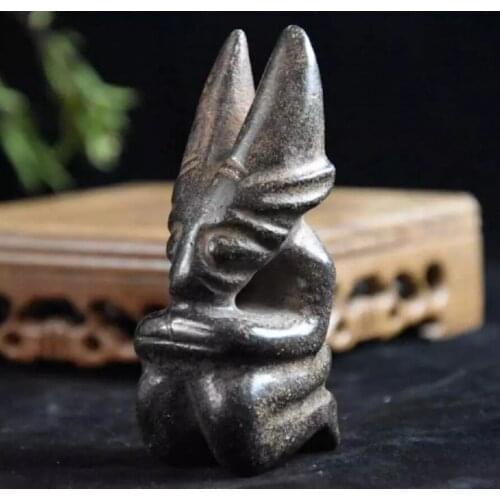 Hongshan culture archaize black iron meteorite sculpture Hongshan people statue #3