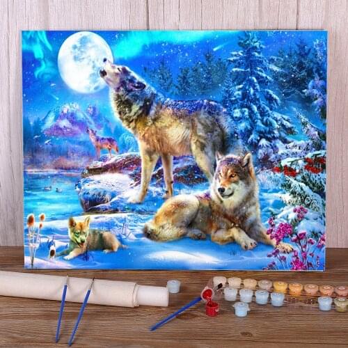Wolf Animal Winter DIY Painting By Numbers Set Oil Paints 50*70 Boards By Numbers New Design For Kids Handiwork