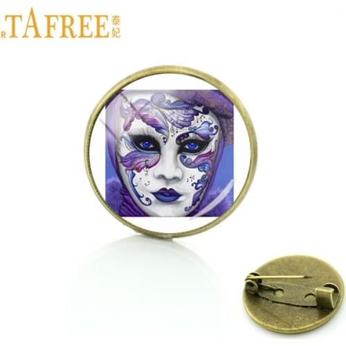 TAFREE Classic Masquerade Masks Brooches Venetian Dance party Mask Man Woman Mask Badge Vintage Retro Jewelry MK39