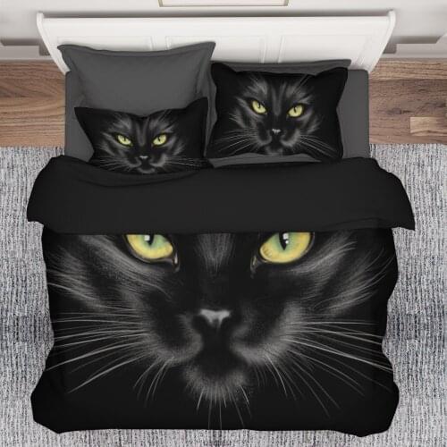 Design 3d Comforter Bedding Sets Cute Bed Linen Animal Black Cat Adult Kids Duvet Cover Set Quilt Cover 2/3pcs