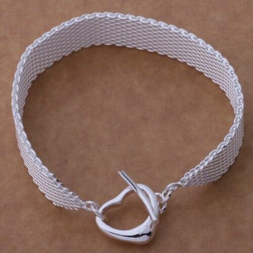 Beautiful fashion 925 sterling silver charm Bracelet Gorgeous jewelry Net heart to /bfoajwva csaaljha AH263