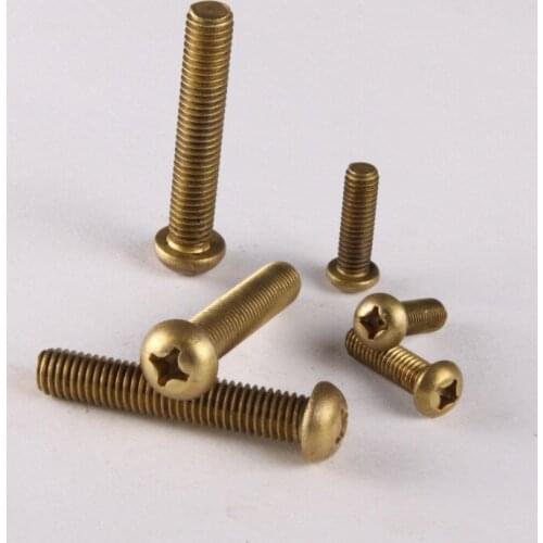 Brass Round Head Phillips Screws Pan Head Machine Screws M3 * 10