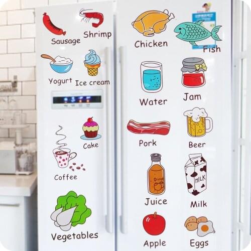 Cartoon Kitchen Refrigerator Door Stickers Decorative Stickers Food Fruit Removable Wall Sticker Stickers On The Wall