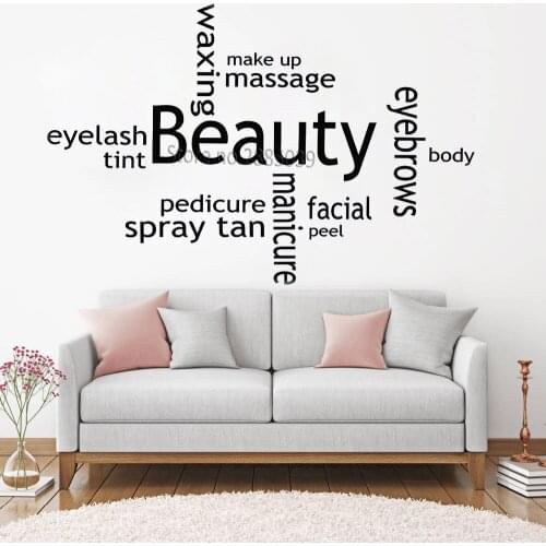 Newly Beauty Salon Wall Stickers Collage Spray Tan Nail Polish Wall Art Mural Sticker Quote Picture Wall Decals Removable LC974