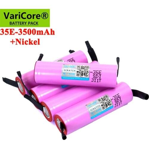 VariCore Original INR18650-35E 3.7V 3500mAh Max 13A Discharge Power Battery For Mobile power batteries+Nickel sheet