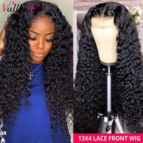 Vallbest 13x4 Deep Wave Frontal Wig Lace Front Deep Weave Human Hair Wigs For Women PrePlucked Glueless Brazilian Deep Wave Wig
