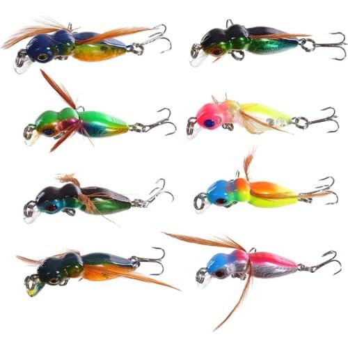 Popper Fishing Lures Bee Artificial Bait Bass Poper Tackle 10# Hook 3.6g/4.5cm