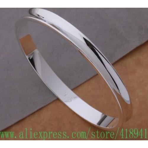 Silver Plated bangle bracelet, Silver Plated fashion jewelry Smooth circle bracelet /dzaamqha bacajrja AB076