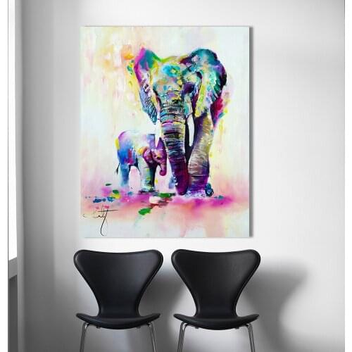 Posters Animal Painting Canvas Expressionism Colorful Elephant Wall Art Prints Pictures for Living Room Home Decor No Frame