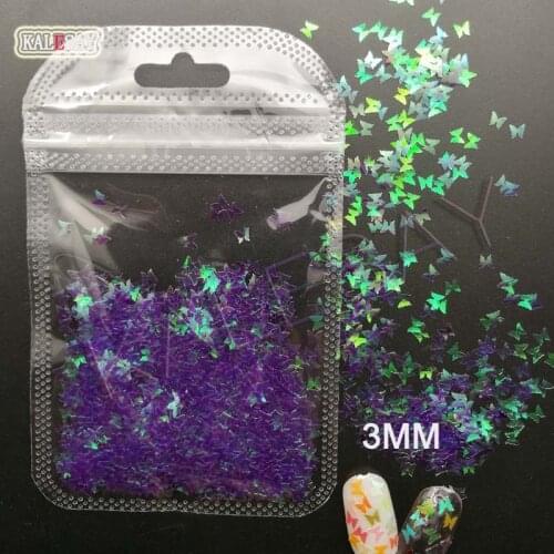 Multicolor 3MM Butterfly Flakes Nail Sequins Holographic Glitter Colorful DIY for Fashion Manicure Nails Paillettes