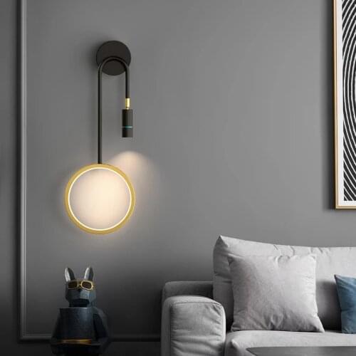 Modern Led Wall Lamp Creative Ring Wall Lamps For Living Room Bedroom Nordic Home Decoration Light Bedside Lamp With Spotlight