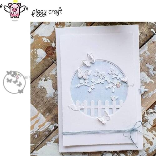 Piggy Craft metal cutting dies cut die mold Butterfly circle frame Scrapbook paper craft knife mould blade punch stencils dies