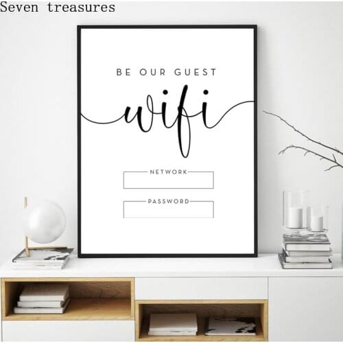 WiFi Password Sign Art Prints Custom WiFi Network Sign Poster Canvas Painting Hotel Cafe Restaurant WiFi Wall Art Decoration