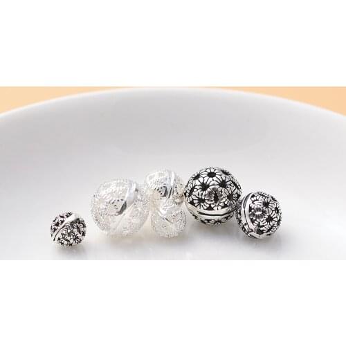 925 Sterling Silver Beads Hollow Engrave Rose Flower Beads DIY Making Bracelet Necklace Bangle Spacer Beads Handmade Fittings