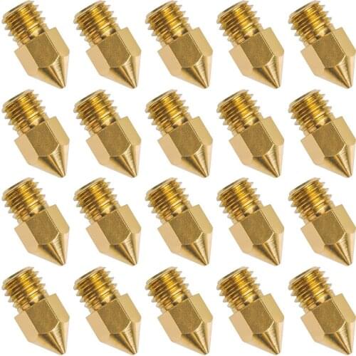 High Quality 10PCS MK8 Brass Nozzle 0.2MM 0.3MM 0.4MM 0.5MM 0.6MM Mixed Size Extruder Print Head Nozzle For 1.75MM CR10 CR