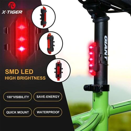 X-Tiger Bicycle Rear Light LED Safety Warning Cycling Portable Light Waterproof bike accessories Bike Taillight Bicycle Light