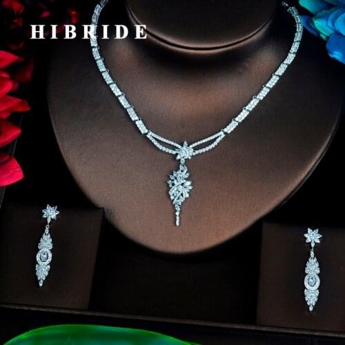 HIBRIDE Austrian Crystal Marquise Cut Cubic Zirconia Women Jewelry Sets Earring Set Wedding Bride Dress Accessories N-358