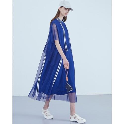 IRINAY179 2019 ss collection original design casual long oversized tulle dress women
