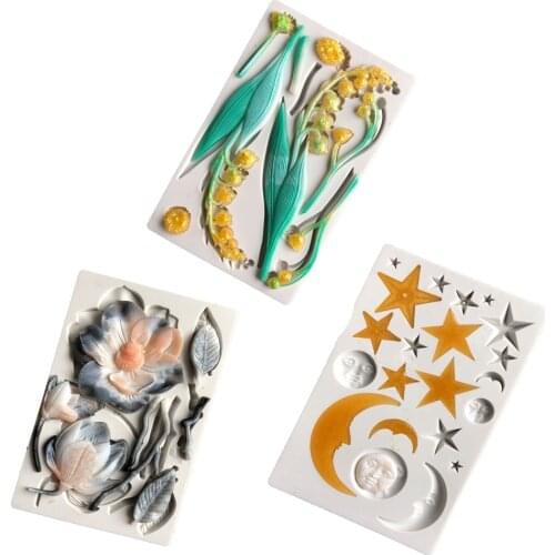 1Pcs New Rose Flower Lily Star Moon Sun UV Resin Silicone Mold Epoxy Resin Casting Mould For Kitchen Baking Tools