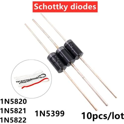 10pcs/lot 1N5822 1N5821 1N5820 1N5399 Schottky diode IN5822 3A 40V straight plug brand new